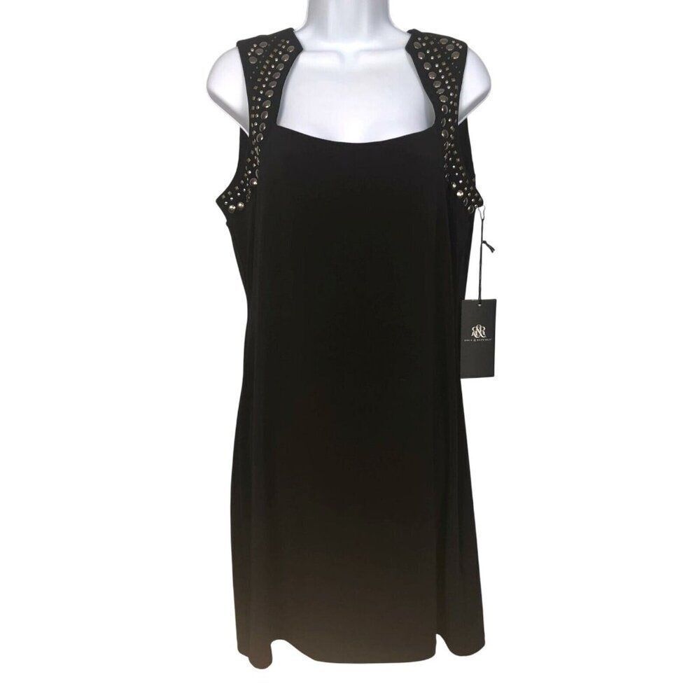 Vintage Y2K Rock and Republic Womens Dress Size L Black Studded Sleeveless Scoop